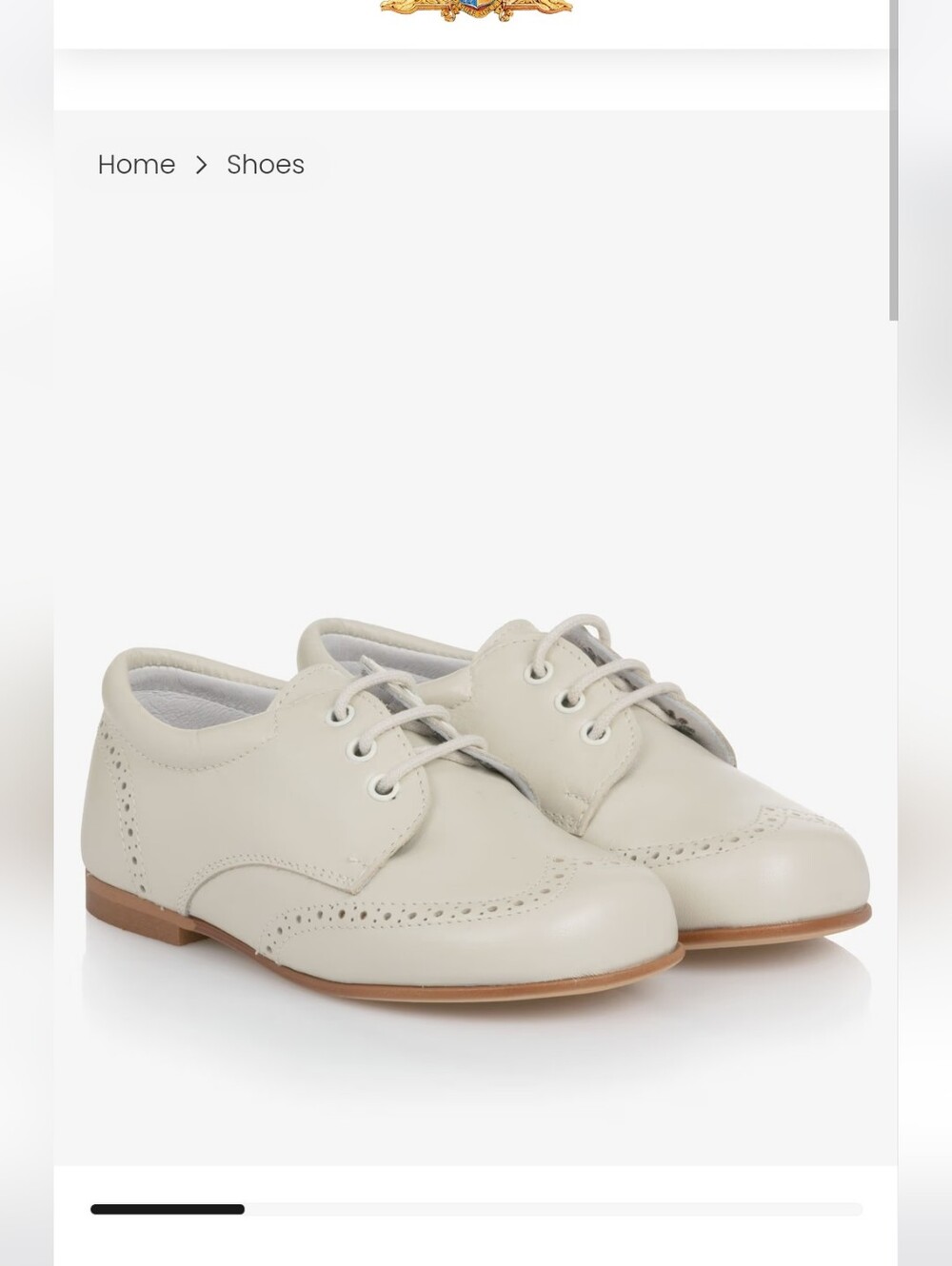 Childrens Classics Pale Beige Leather Brogue Shoes - SIZE 26/US 9-9.5